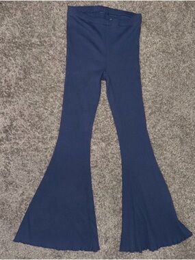 Aerie Kick-It Ribbed High Waisted Super Flare pants in blue